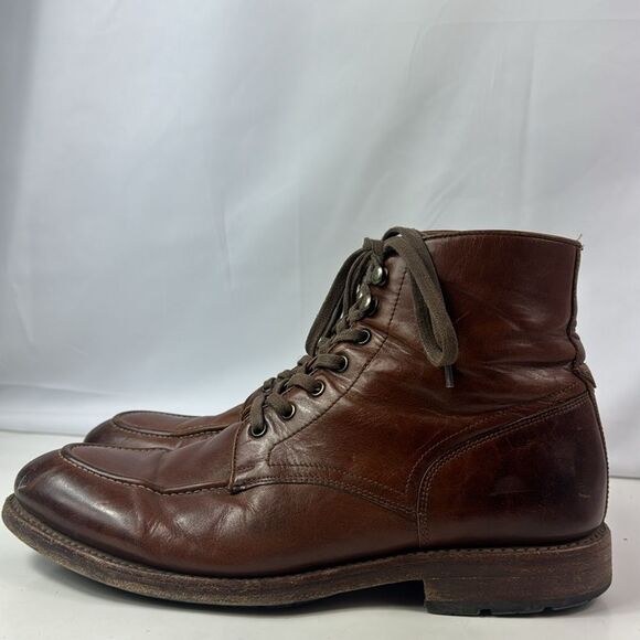 Frye Bowery Moc Grailed Lace Up Brown Leather Men’s Boots - Picture 5 of 15